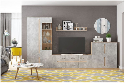 Гостиная Ким, вариант №1 (Дуб Сонома / Бетон темный)