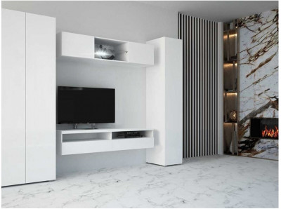 Гостиная Флорис вариант 2 (Белый глянец, Белый)