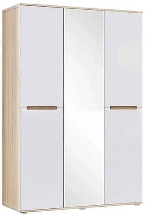 Ким Шкаф для одежды 3-дверный (Сонома / Белый глянец)