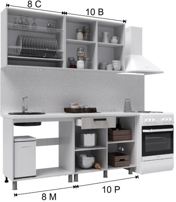 Кухонный гарнитур Танго 1,8м Ваниль/Горький шоколад