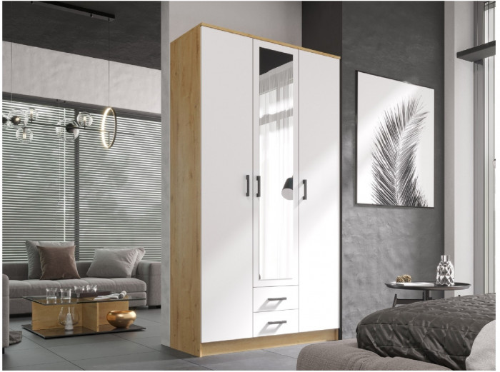 Трио Шкаф трёхдверный, вотан / белый гладкий (Вотан / Белый гладкий)