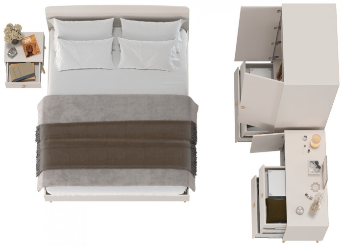 Афина Спальня 23-1600, цвет кашемир серый, сп.м. 1600х2000 мм., б/м, основание есть - фанера