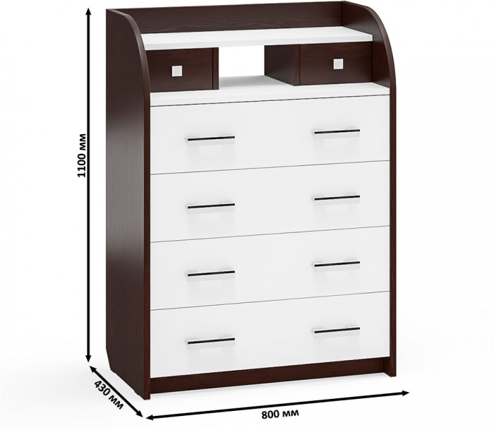 Комод С-МД-К6 (Шесть), венге/белый шагрень