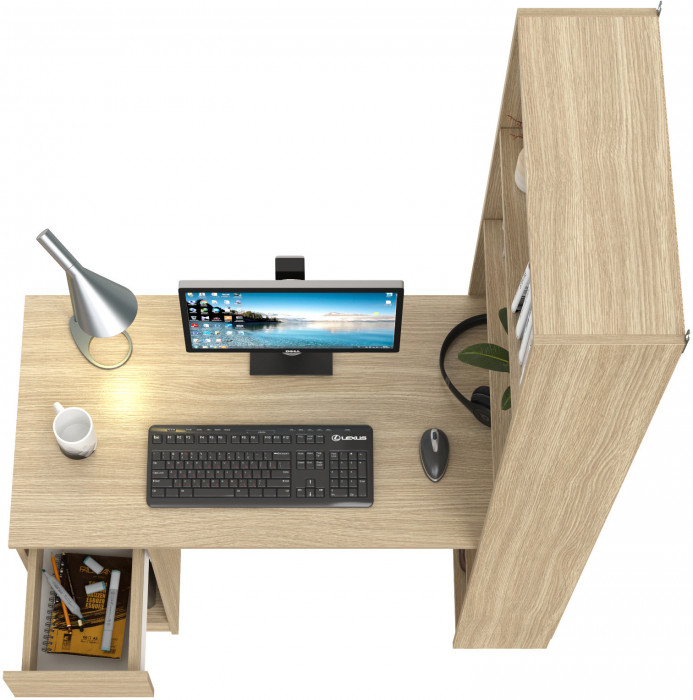 Лайт Шкаф комбинированный 10.01 (Стол письменный), цвет плэйн, ШхГхВ 115,3х58,2х179 см., универсальная сборка(обязательно крепление к стене)