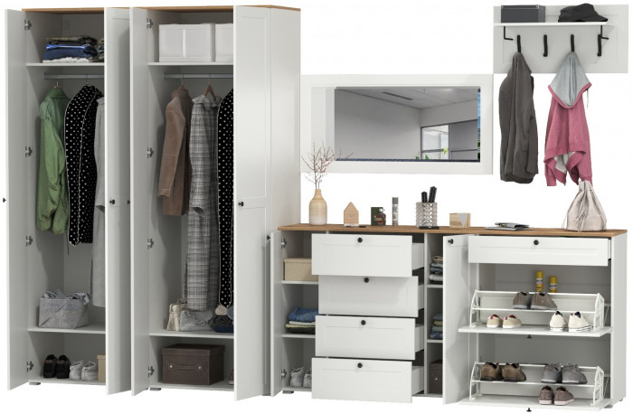 Остин Прихожая 60, белый шагрень/дуб крафт золотой