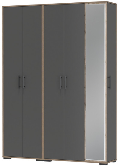 Прихожая Домино-мини + Шкаф для одежды Домино, цвет дуб крафт табачный/графит, ШхГхВ 148х36х202 см., универсальная сборка