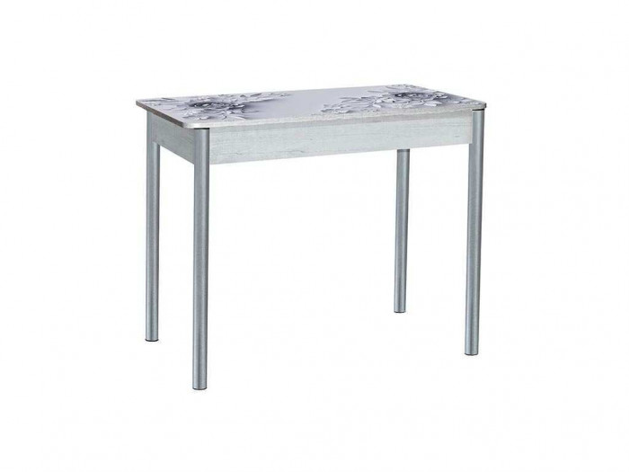 Нью йорк фотопечать стол обеденный раздвижной / цветы на сером/бетон белый/металлик