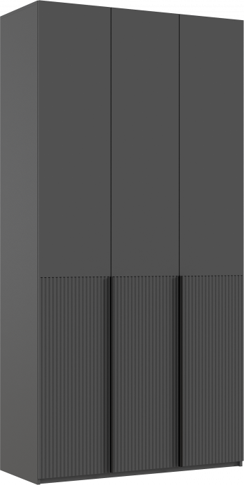 Марвэл Шкаф 3-х створчатый 1200, с доп.ящиками Браш Графит, Графит