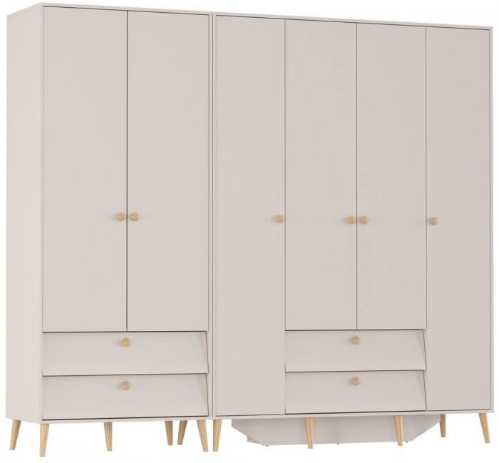 Афина Спальня Шкаф 4-х дверный + Шкаф 2-х дверный, цвет кашемир серый, ШхГхВ 160х56,3х220 + 90,3х56,3х220, универсальная сборка