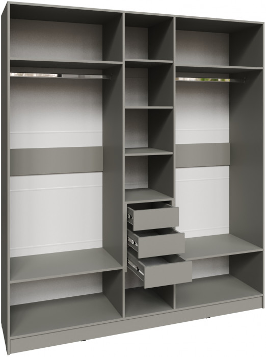 Шкаф Мадрид (2,0) с 3 ящ. внутри с зеркалом, Мокко