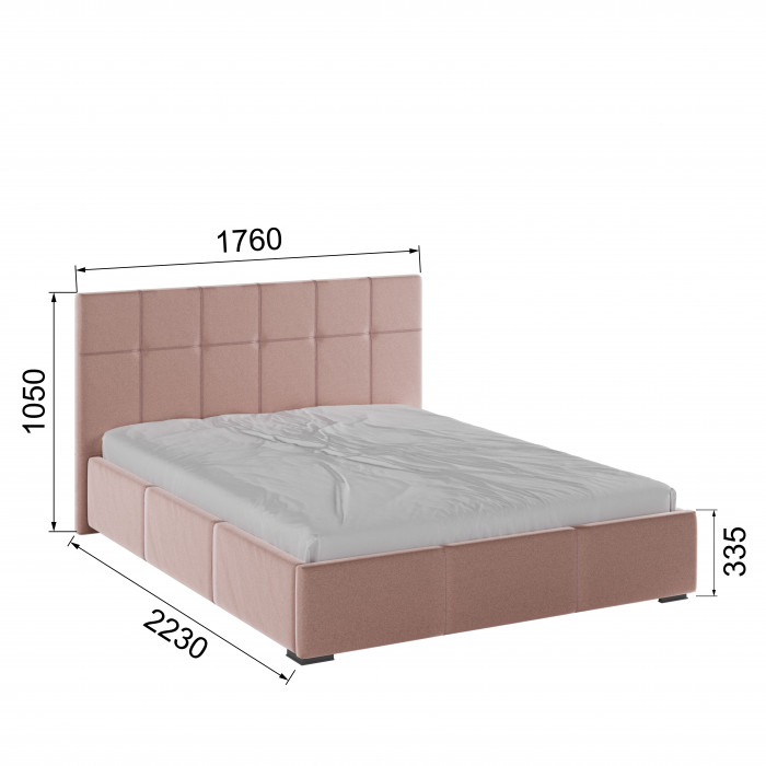 Рио Кровать интерьерная 160 пыльная роза квадрат, ПМ