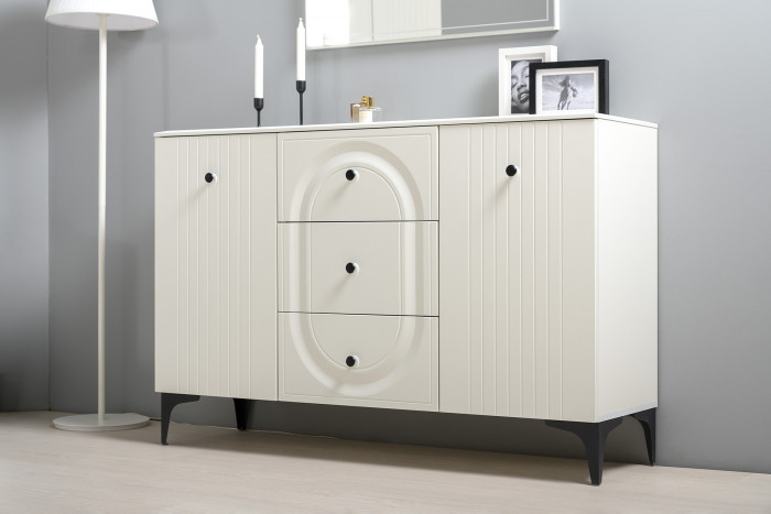 Валенсия Гостиная № 103, ЛДСП белый шагрень/МДФ белый шагрень