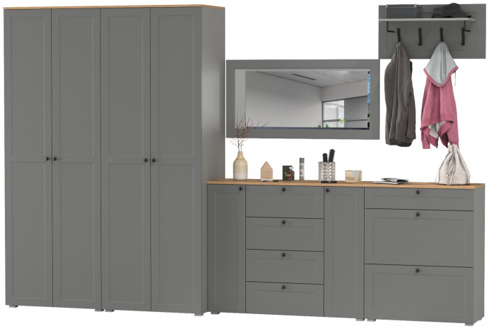 Остин Прихожая 60, серый графит/дуб крафт золотой