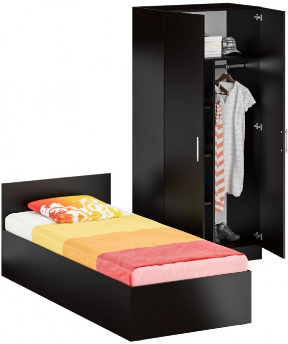 Кровать 0900 + Шкаф 2-х створчатый Стандарт, венге