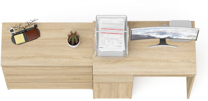 Мори компьютерный стол МС-1 левый + Комод МК800.1, дуб сонома