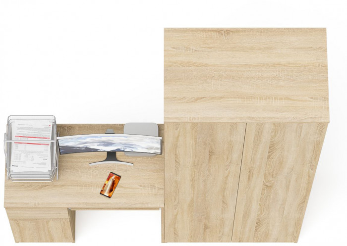 Мори компьютерный стол МС-1 левый + Шкаф МШ800.1, дуб сонома