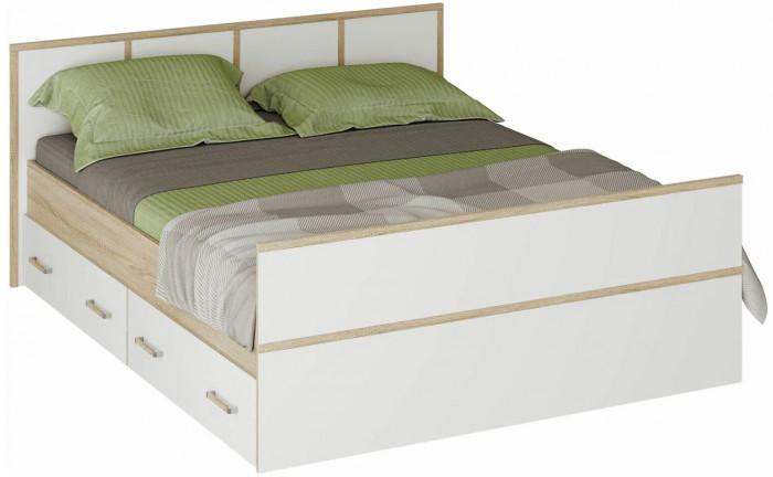 "Сакура" кровать 1,4м LIGHT (1550х860х2034) дуб сонома/белый