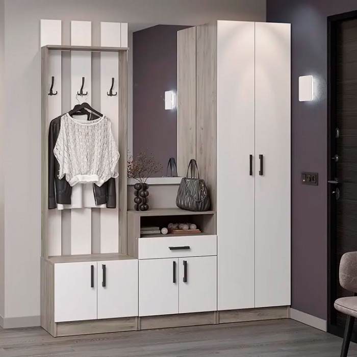 мс для прихожей Вега ШК-2 дуб крафт серый/белый