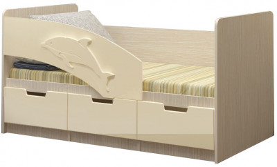 Детская кровать Дельфин-6 МДФ, 80х180, ваниль