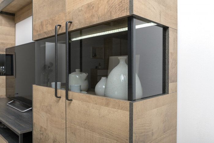 Трувор Гостиная 038, цвет дуб гранж песочный/интра, ШхГхВ 305,4х45,4х210 см., универсальная сборка