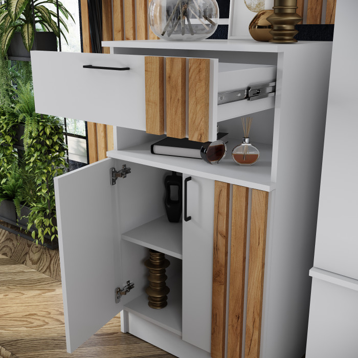 Модульная прихожая Кано, набор 1, Белый/Крафт золотой