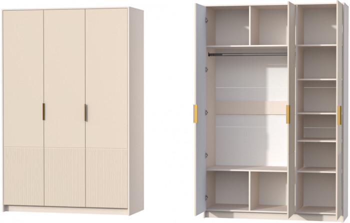 Шкаф 3-х створчатый Кэт-3, Кашемир/Тирамису матовый