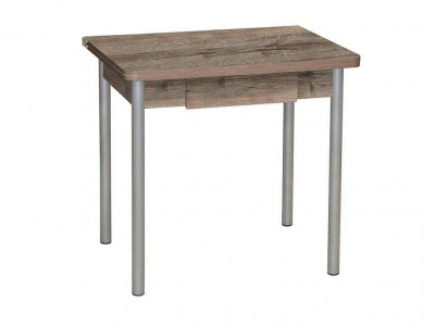 Эко 80х60 стол обеденный раскладной с ящиком / велингтон/металлик