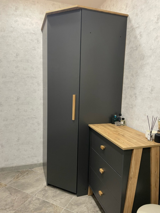 Шкаф угловой для одежды "Скандинавия" - Антрацит/Дуб наварра