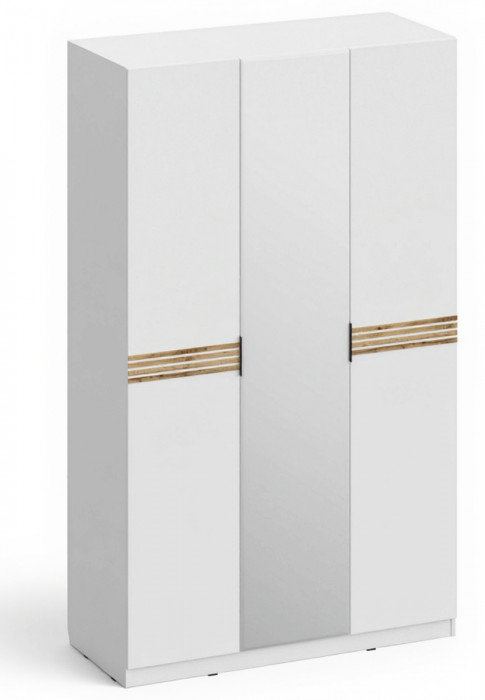 Шкаф 3-х створчатый с зеркалом ШК-4102, Белый/Профиль МДФ Дуб вотан