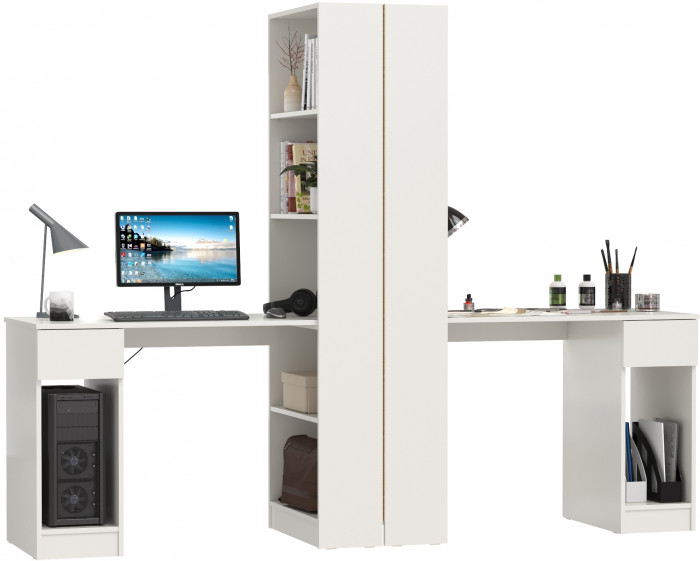 Лайт Шкаф комбинированный 10.01 + 10.01, цвет белый гладкий, ШхГхВ 230,6х58,2х179 см., универсальная сборка(обязательно крепление к стене)