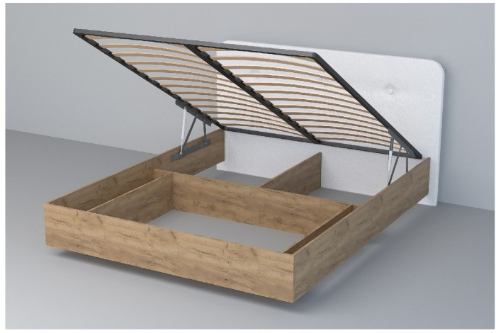 Кровать 1,6 арт.031 (Пуговицы) ПМ (Дуб Крафт Золотой/К/з Белый Глянец)