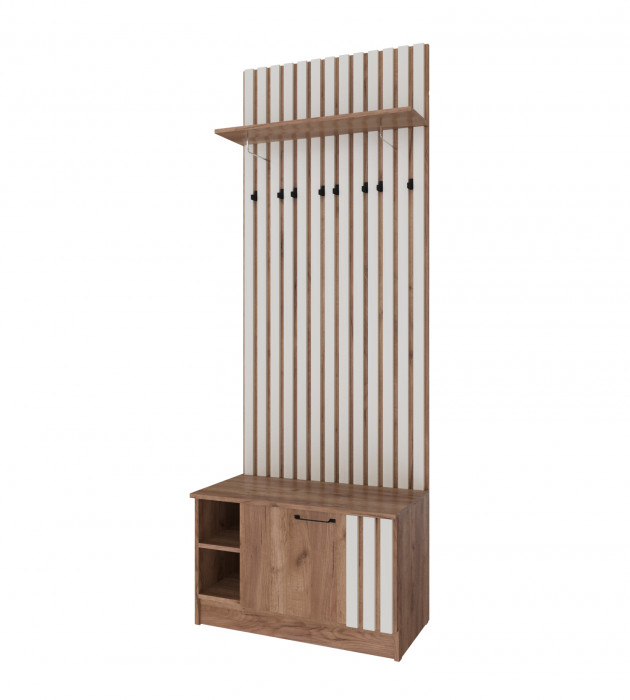 Модульная прихожая Кано, набор 2, Крафт табачный/Крафт белый