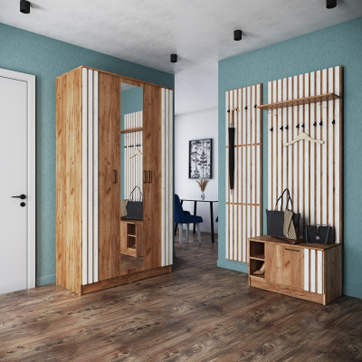 Модульная прихожая Кано, набор 2, Крафт табачный/Крафт белый