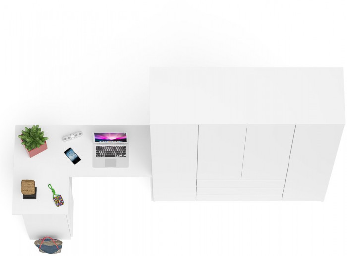 Мори компьютерный стол МС-16 левый + Шкаф МШ1600.1, белый