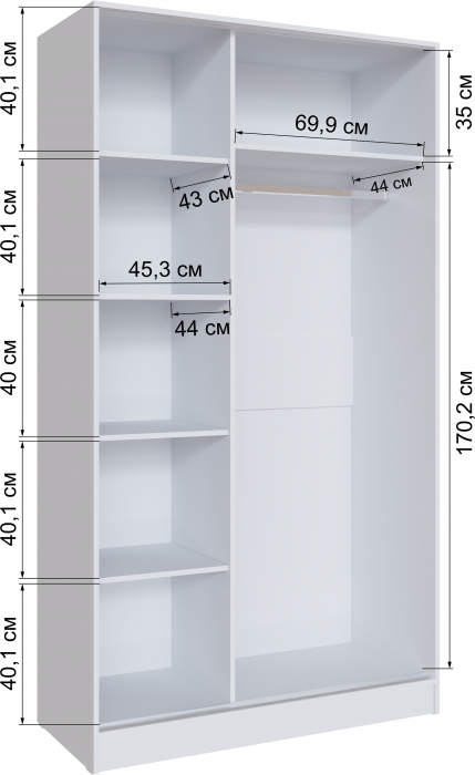Шкаф-купе Стиль-2 1200 белый/дуб крафт золотой