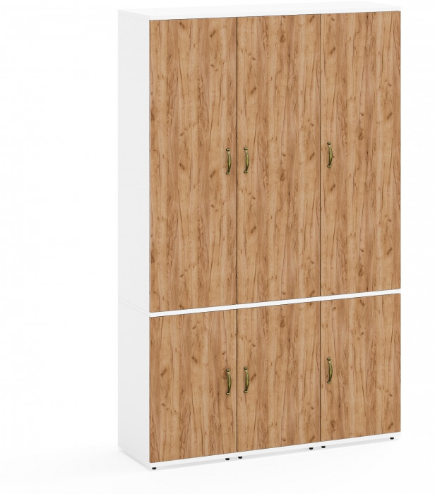 Лидер-8 Пенал МД 22Б 3 шт., цвет белый шагрень/крафт золото, ШхГхВ 120х37,5х190 см., универсальная сборка