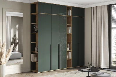 Норд Композиция Шкафов с антресолями + Терминал, Крафт золотой/Изумрудный