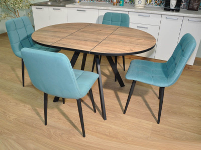 Обеденная группа Нарди / Стул Х 4 шт. / Дуб Веллингтон/черный / бид 15