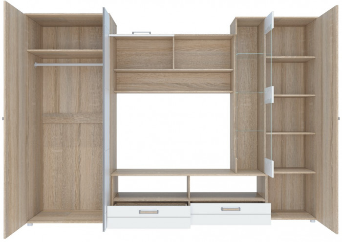 Гостиная Флоренция 5, Дуб сонома светлый / Белый глянец