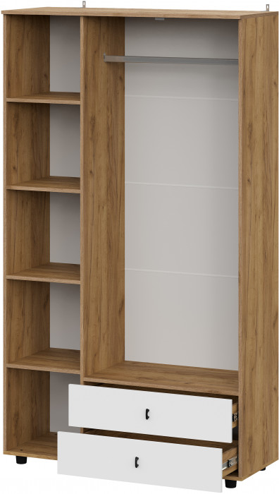 Шкаф трехстворчатый с ящиками Байкал, Дуб Золотой, Белый матовый