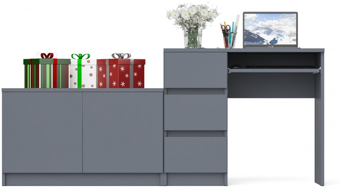 Мори компьютерный стол МС-6 левый + Тумба МА900.1, графит