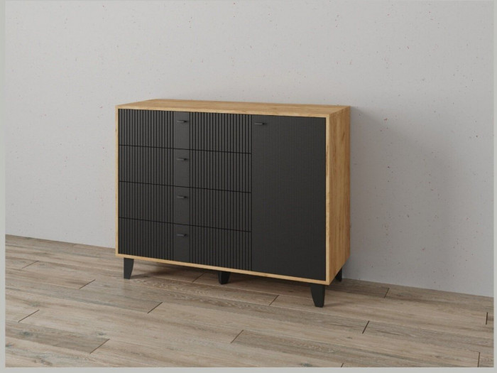 Комод Катрин-13 дуб крафт золотой/карбон вулкан