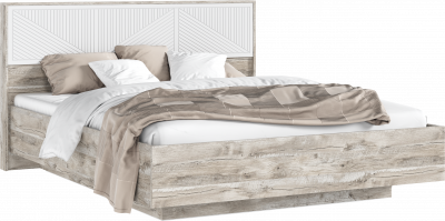 Сильвия Кровать парящая 1,6м (ортопед дерево) Браш Вайт/Дуб Юкон, Дуб Юкон