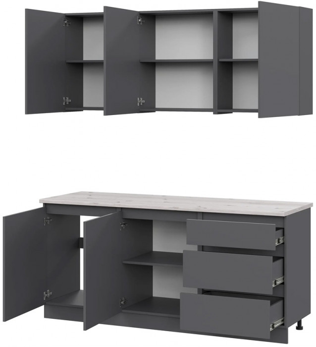 Кухня Айден 1,8, Графит серый