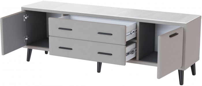 Тумба ТВ интерьерная 1,6 Пай светло-серый/мдф холст белый