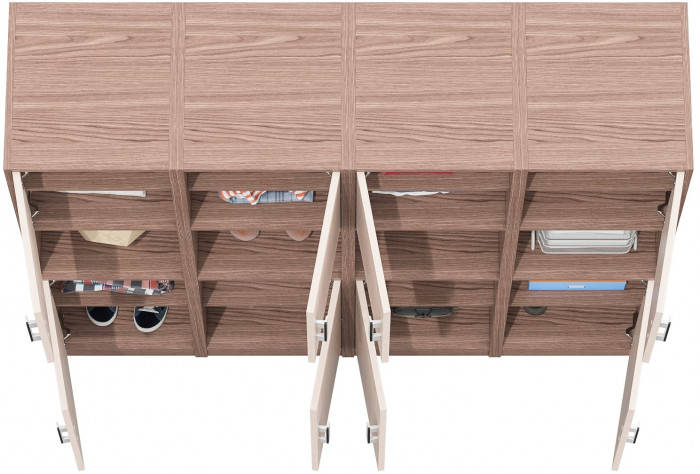 Четыре Пенала С-МД-СК9П к компьютерному столу С-МД-СК9, цвет ясень шимо светлый/ясень шимо тёмный, ШхГхВ 172х45х160 см., универсальная сборка