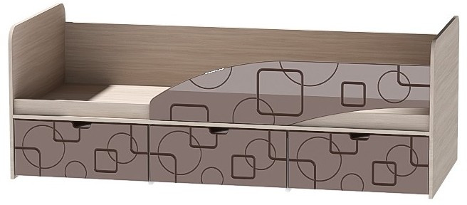 Детская кровать Бриз-3 80х190, квадрат (Шоколад/Ясень шимо светлый/правый)