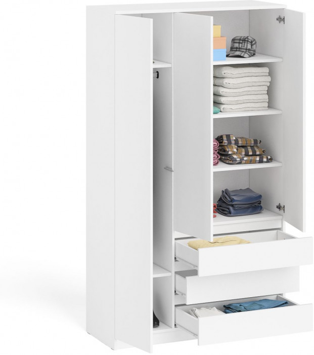 Мори Шкаф МШ1200.1, цвет белый, ШхГхВ 120,4х50,4х209,6 см., НЕ универсальная сборка