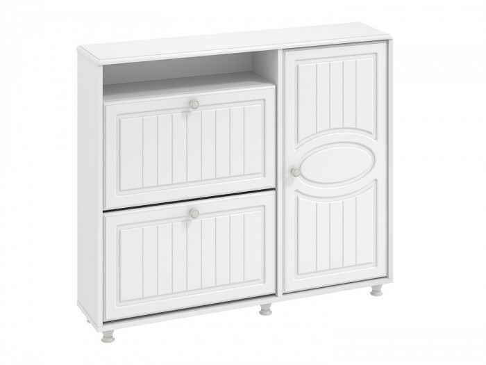 Тумба под обувь 2-х секционная с дверью Монако МН-24 белое дерево