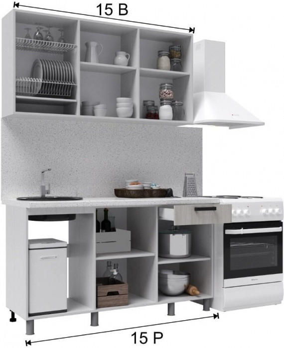 Кухонный гарнитур Версаль 1,5м Арктик/Арктик